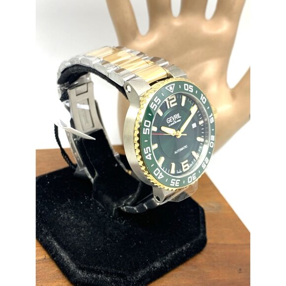 Gevril Men's Watch 46703 Riverside Swiss Automatic Green Dial Two Tone 43mm - Picture 14 of 14
